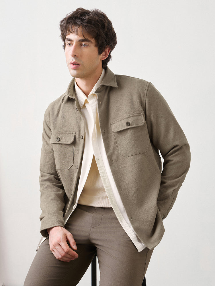 Textured Double Pocket Overshirt