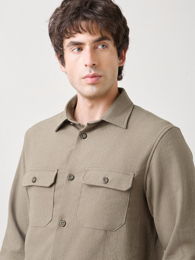 Textured Double Pocket Overshirt