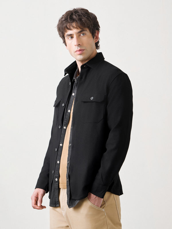 Textured Double Pocket Overshirt