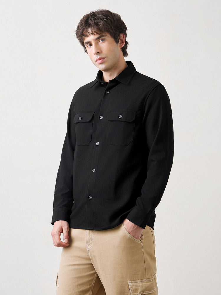 Textured Double Pocket Overshirt