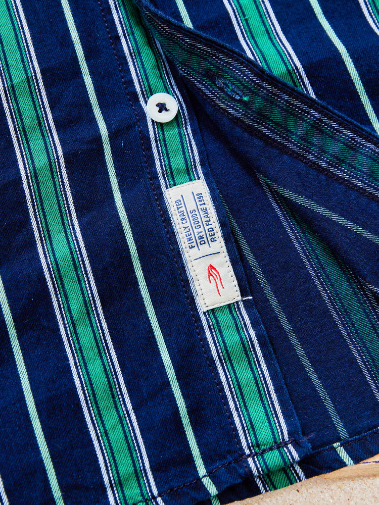 Navy Denim Striped  Shirt