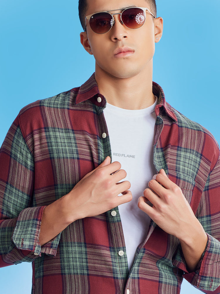 Maroon  Checked  Shirt
