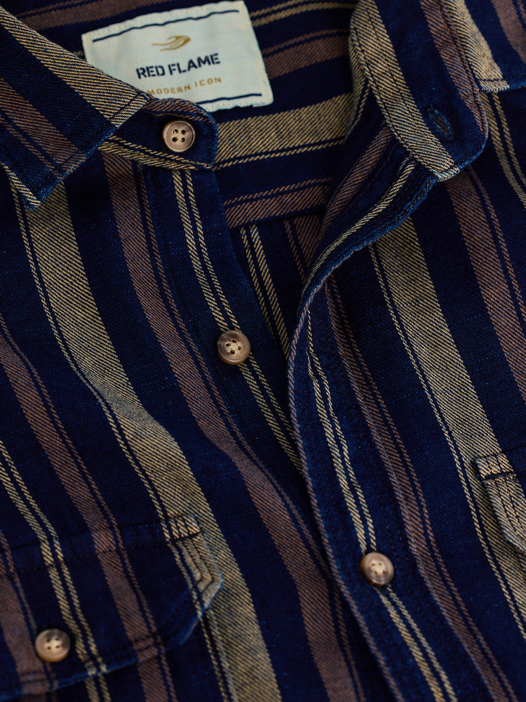 Navy  Striped Denim Shirt