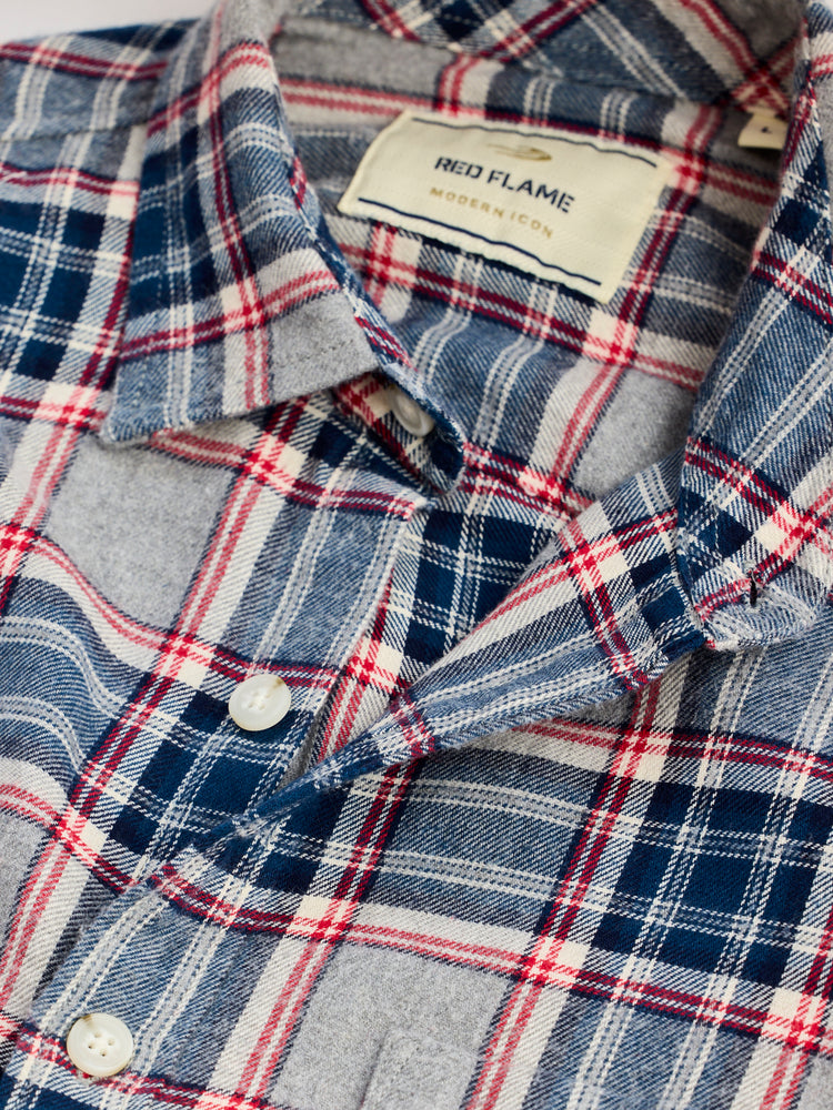 Grey Brushed Cotton Checked Shirt
