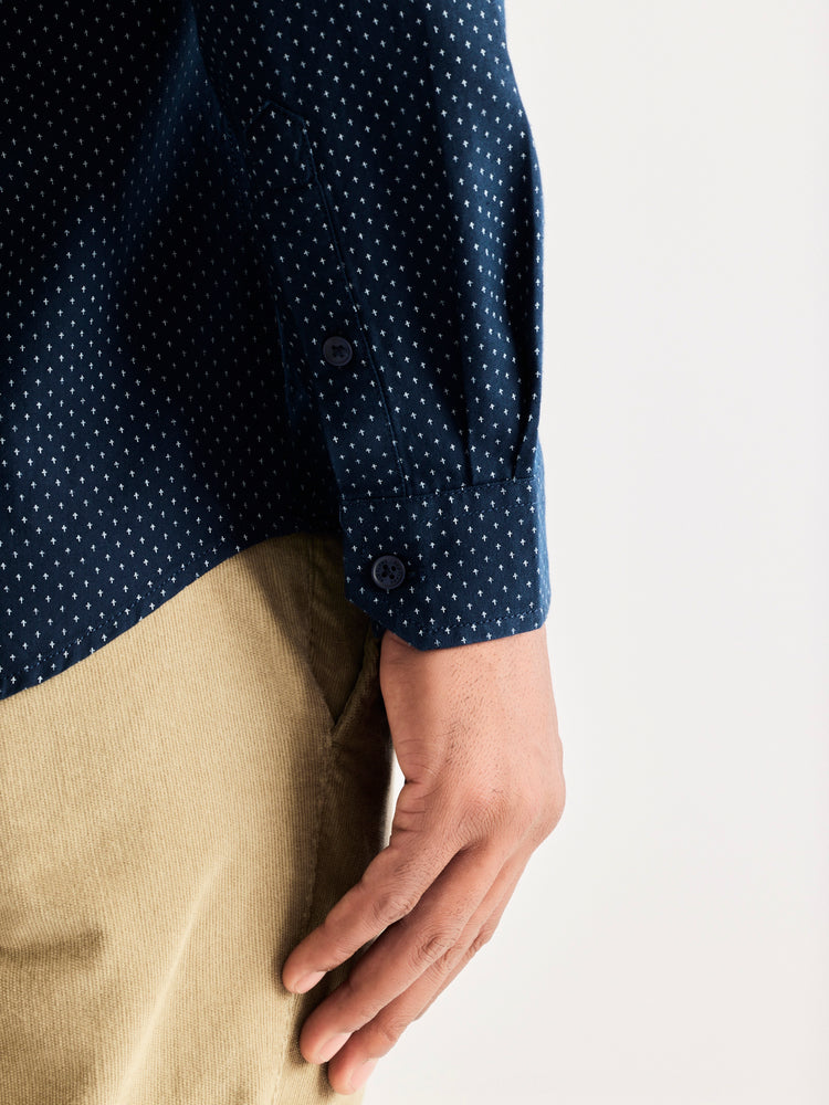 Navy Pure Cotton Printed Shirt