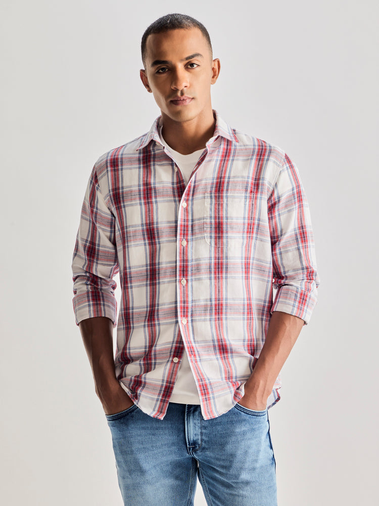 Red Checked Linen Shirt