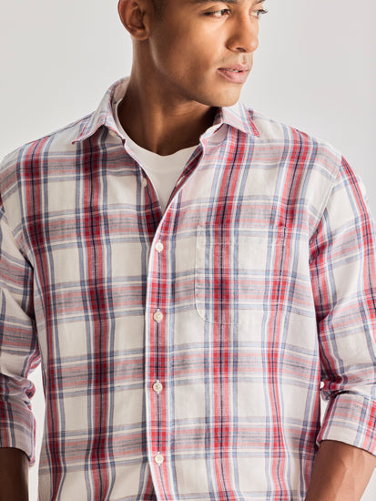 Red Checked Linen Shirt