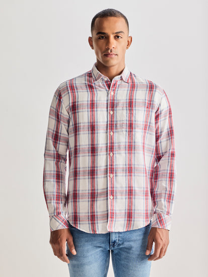 Red Checked Linen Shirt