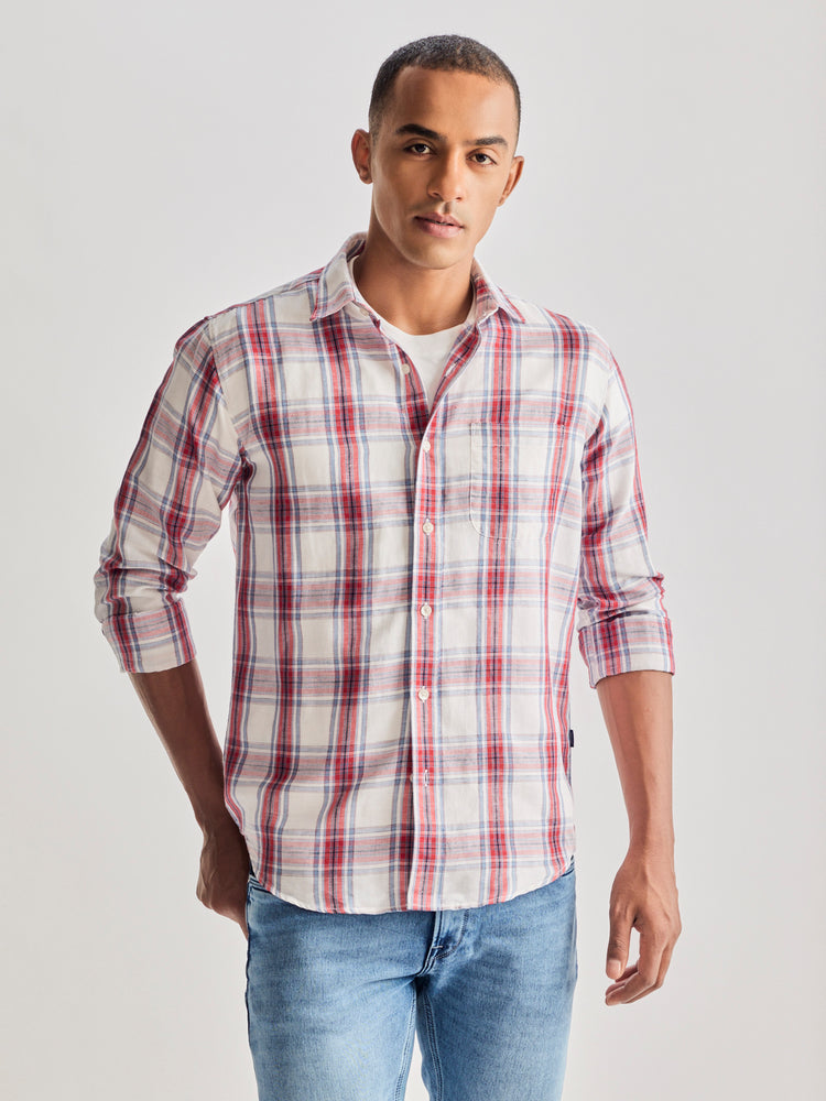 Red Checked Linen Shirt