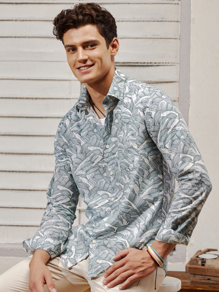 Blue  Printed  Shirt