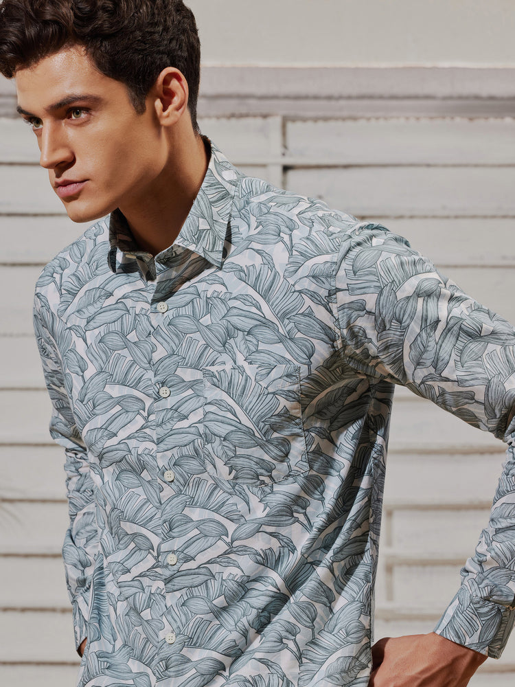 Blue  Printed  Shirt