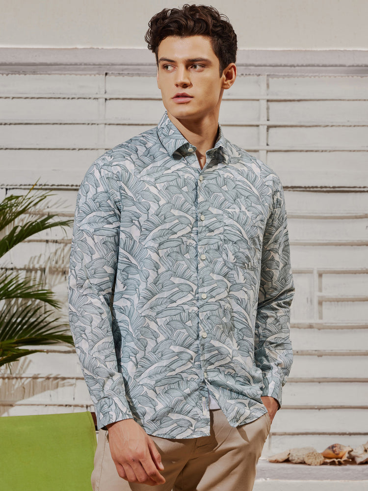 Blue  Printed  Shirt