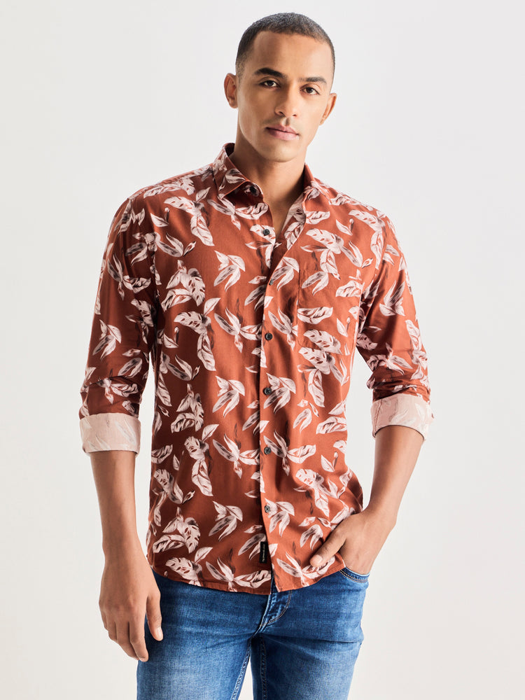 Brown Printed Shirt