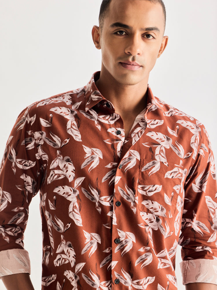 Brown Printed Shirt