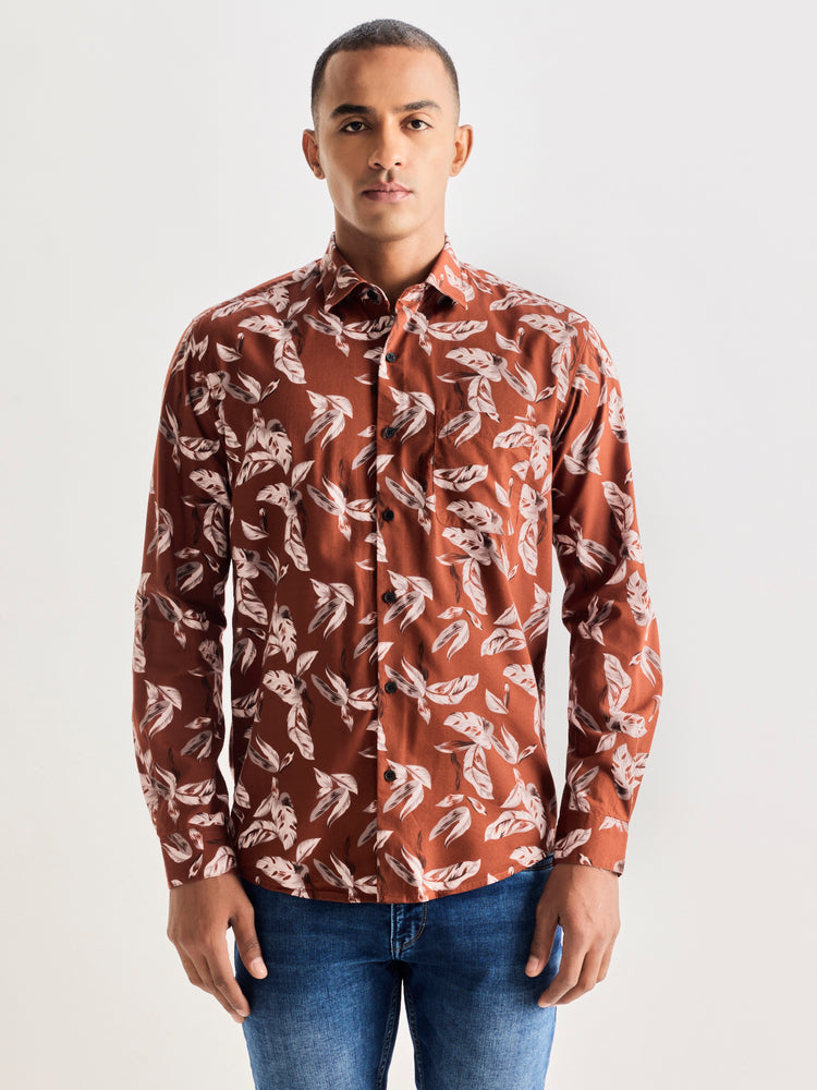 Brown Printed Shirt