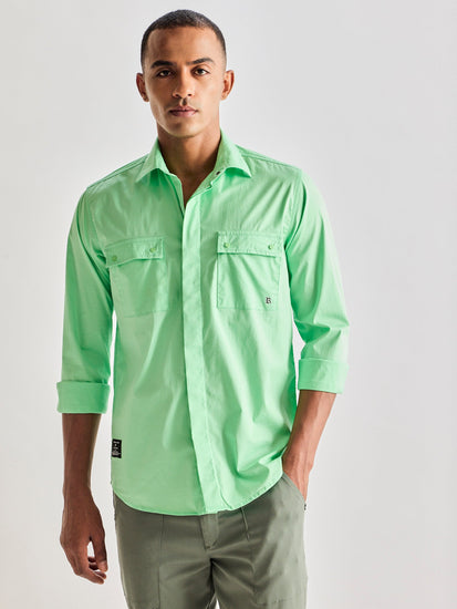 Green Stretch Cargo Shirt