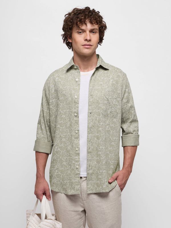 Floral Print Textured Shirt