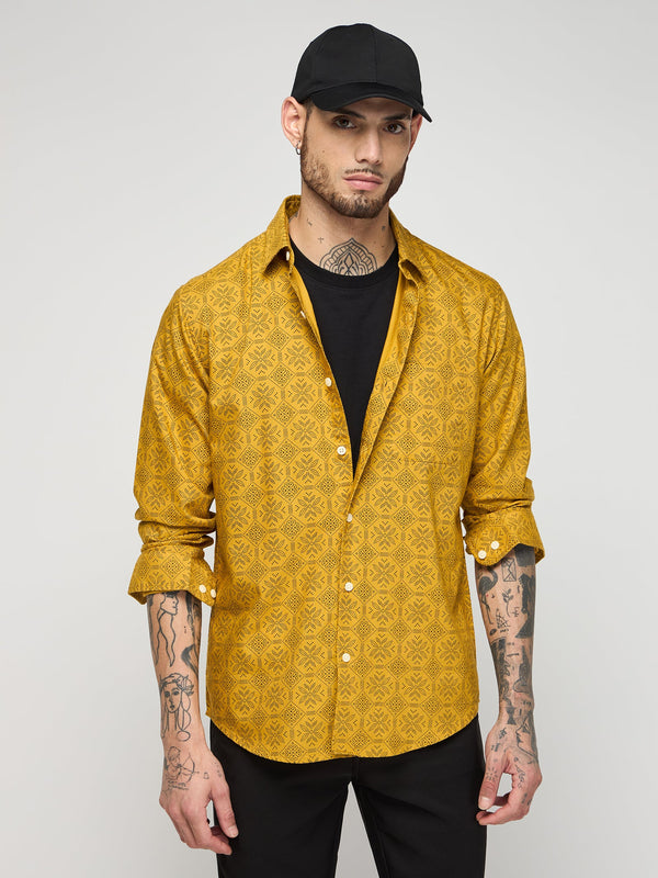 Ethnic Print Oxford Shirt