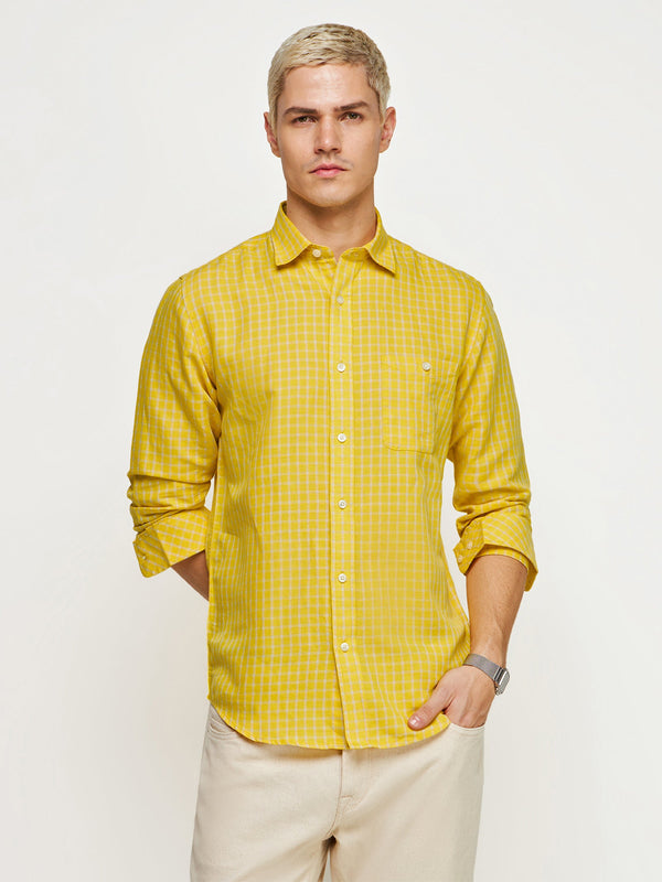 Checked Linen Cotton Shirt