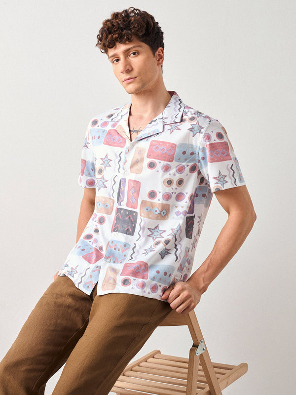 Relaxed Fit Geometric Print Shirt