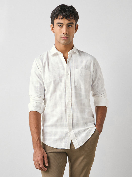 Regular Fit Self Checked Shirt