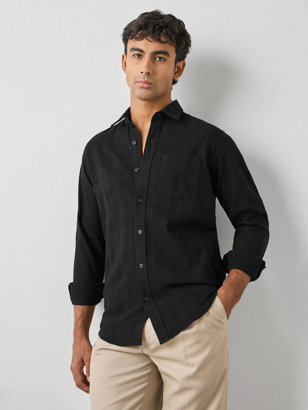 Regular Fit Self Checked Shirt