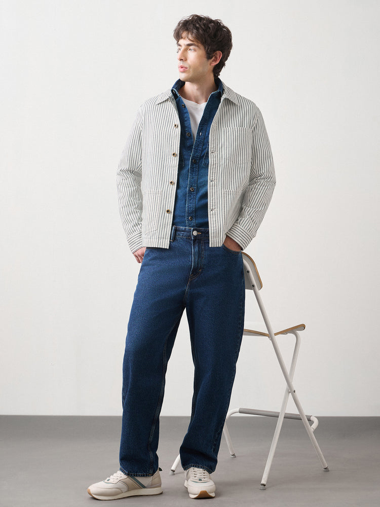 Striped Denim Chore Jacket