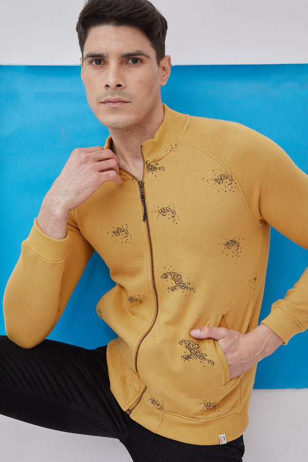 Yellow  Plain  Casual Sweatshirt