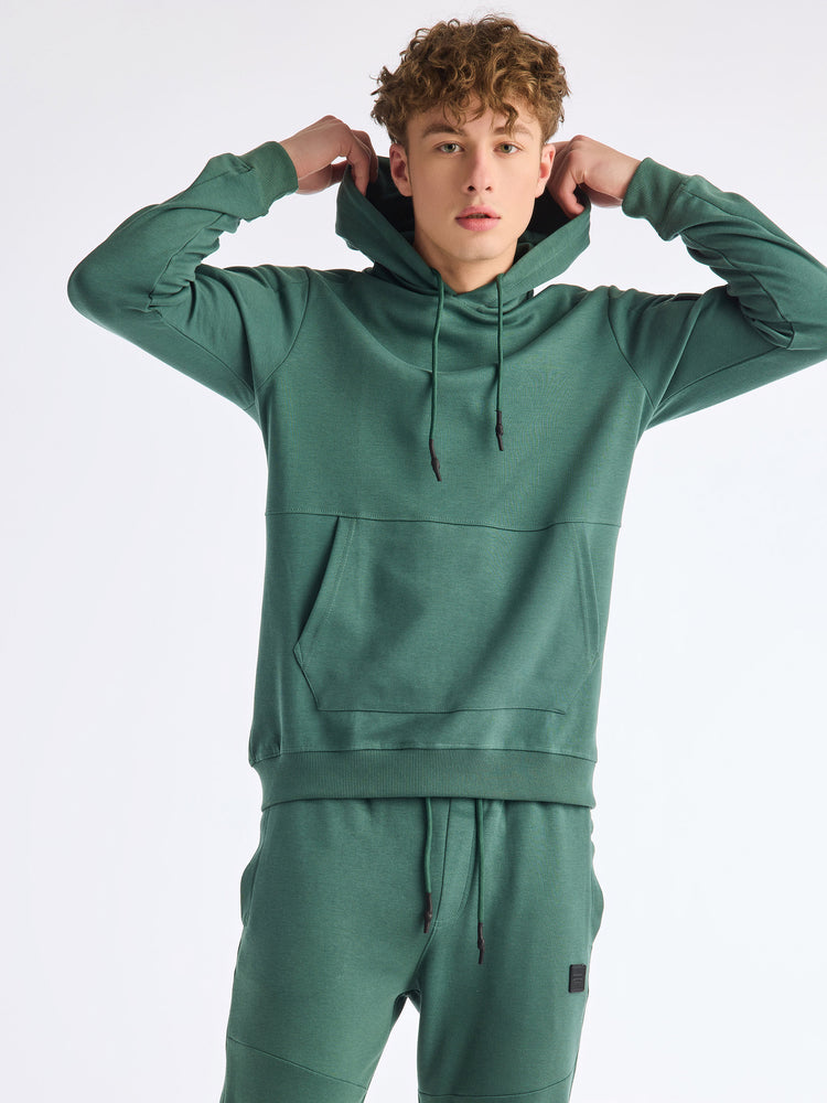 Green Solid Hooded Sweatshirt