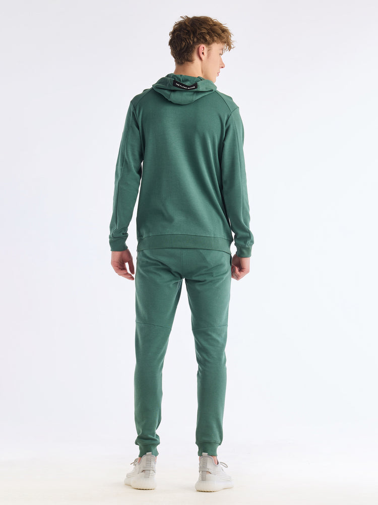 Green Solid Hooded Sweatshirt