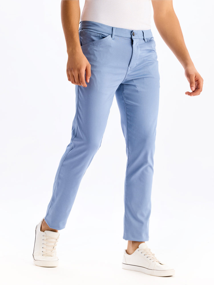 Blue  Plain Stretch Travel Pant