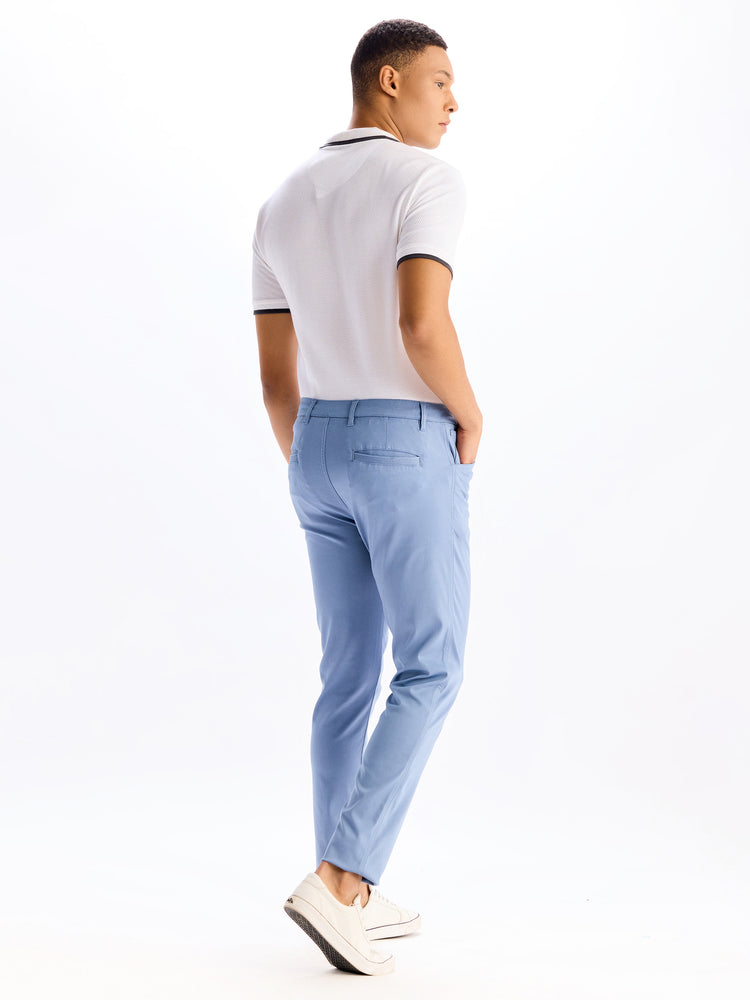 Blue  Plain Stretch Travel Pant