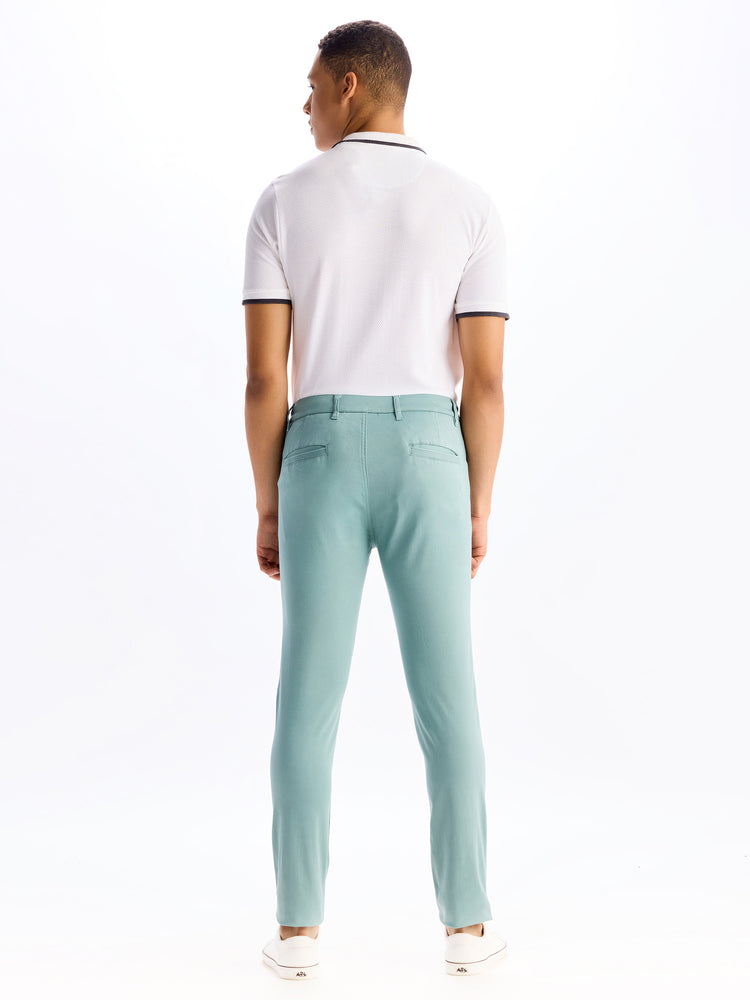 Green  Plain Stretch Travel Pant