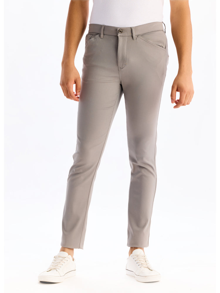 Grey  Plain Stretch Travel Pant