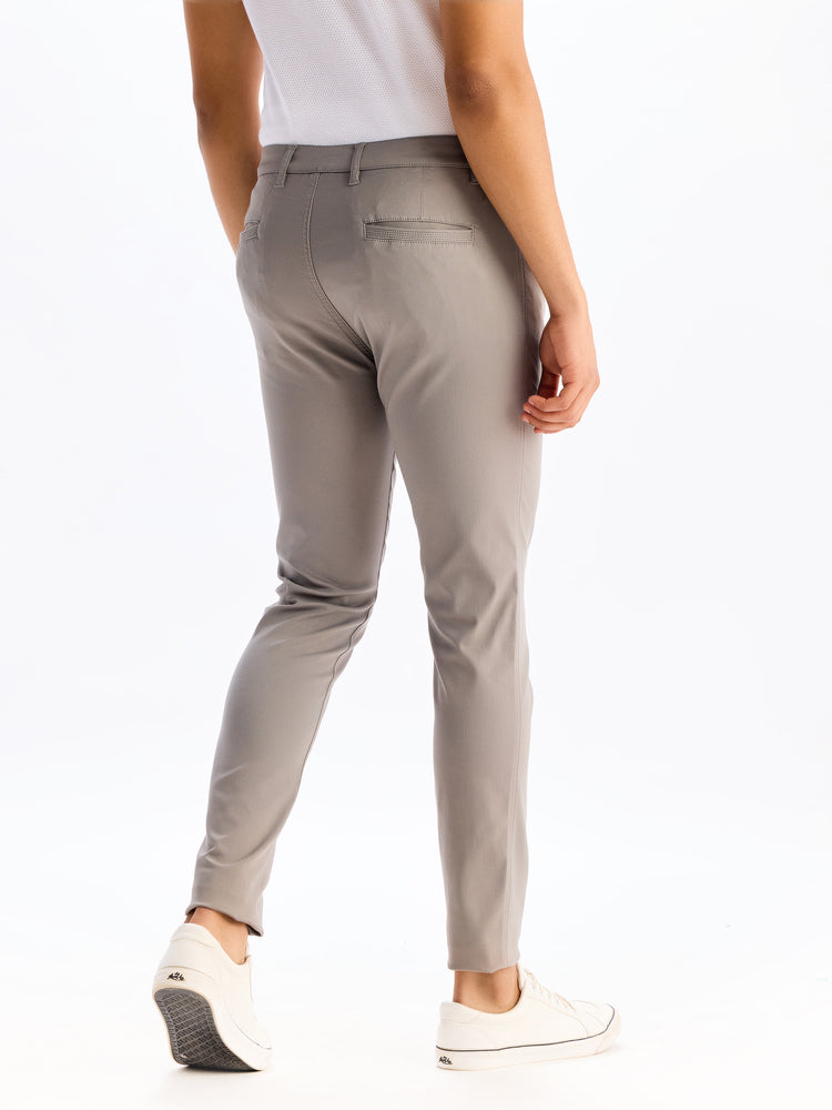 Grey  Plain Stretch Travel Pant