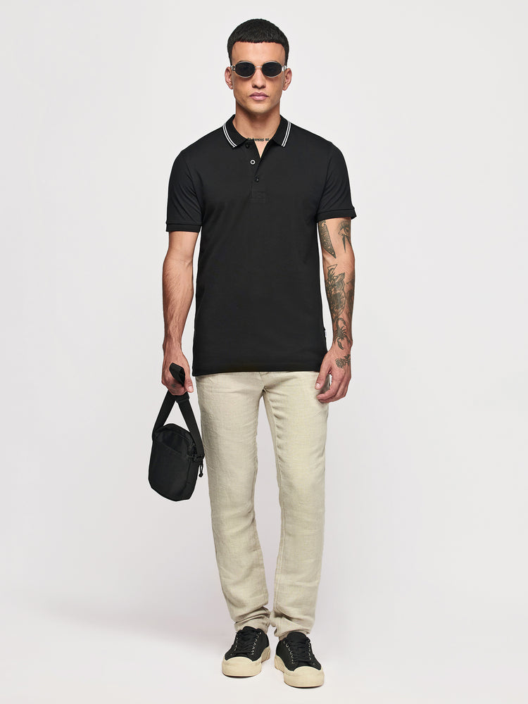 Black Cotton Polo T-Shirts