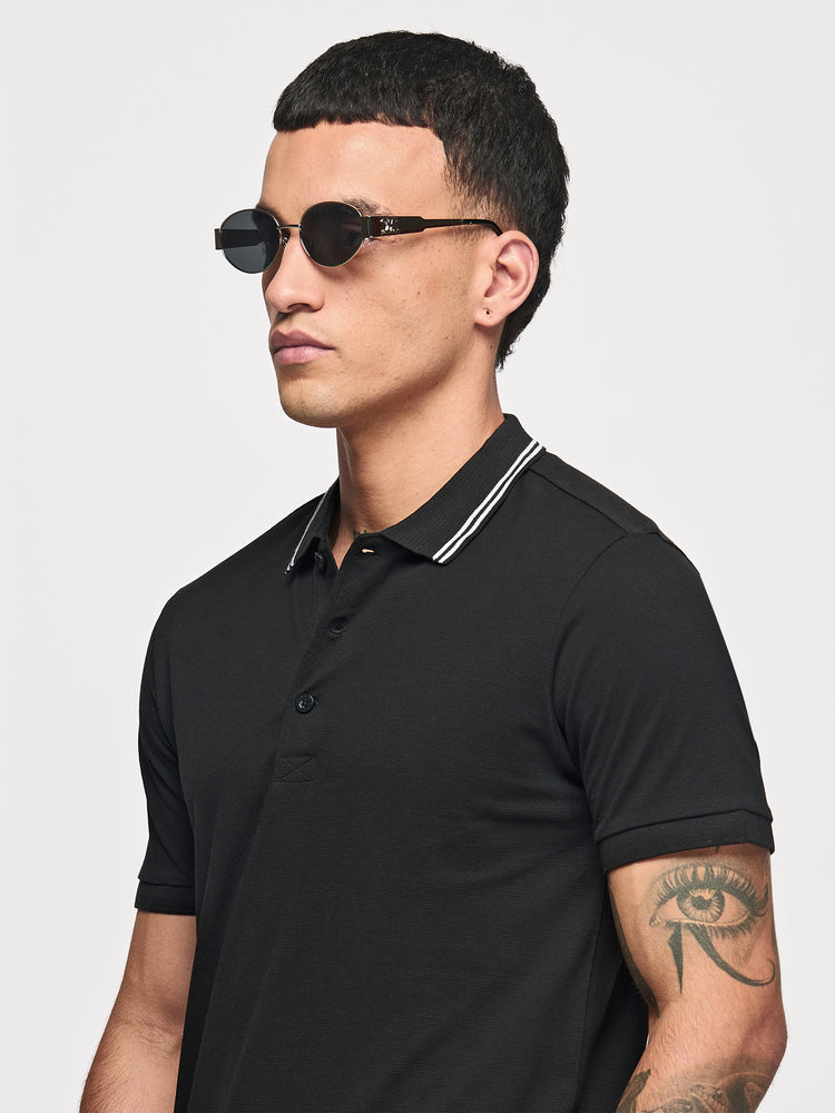 Black Cotton Polo T-Shirts