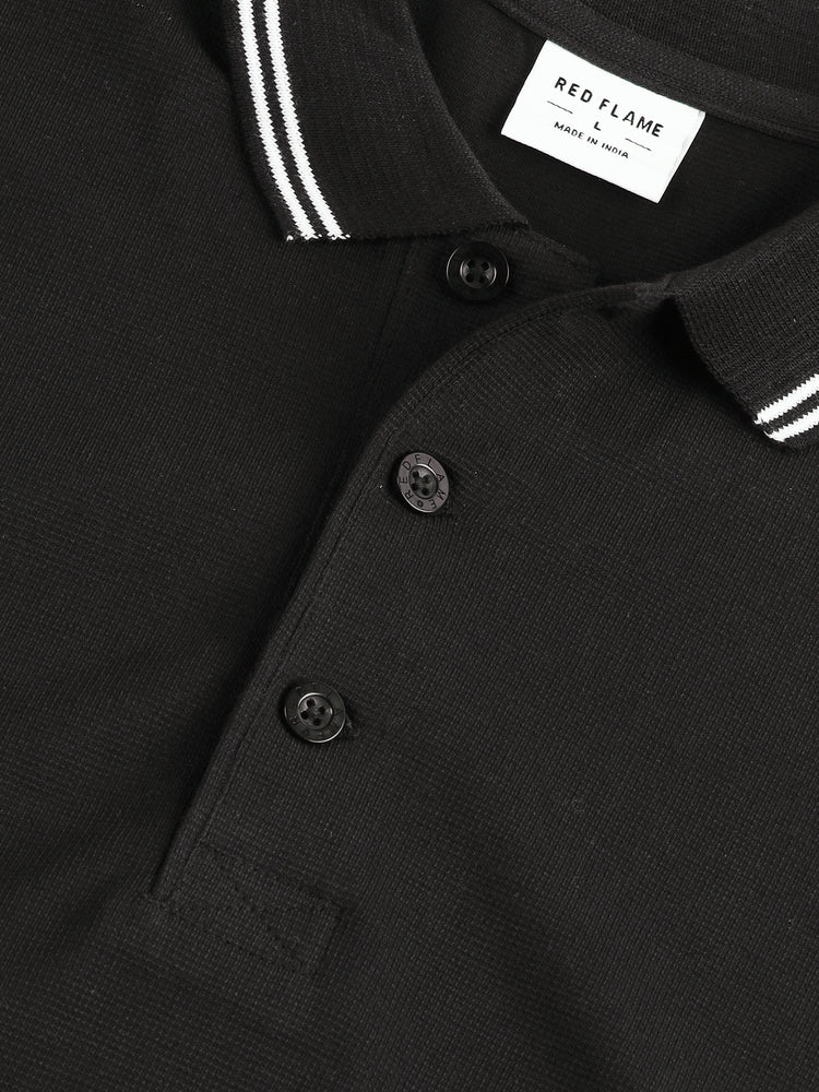 Black Cotton Polo T-Shirts
