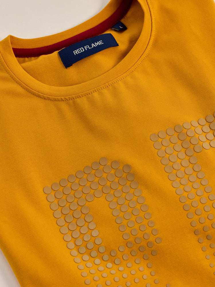 Yellow Cotton Stretch Crew Neck T-Shirt