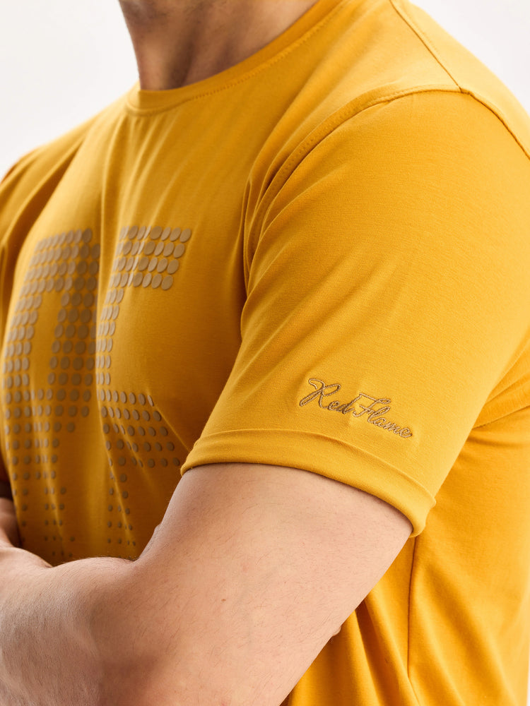 Yellow Cotton Stretch Crew Neck T-Shirt