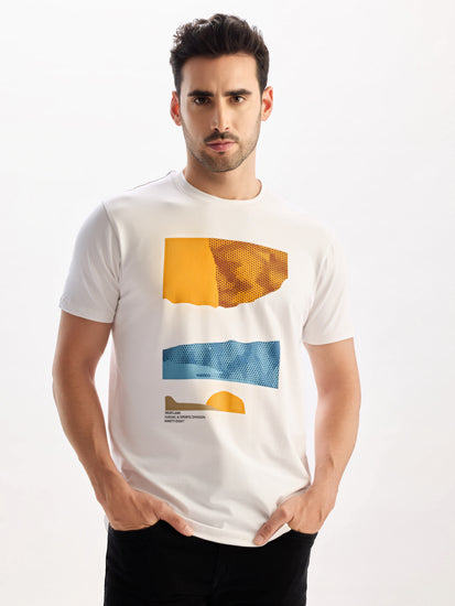 White Chest Print T-Shirt