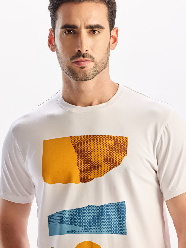 White Chest Print T-Shirt