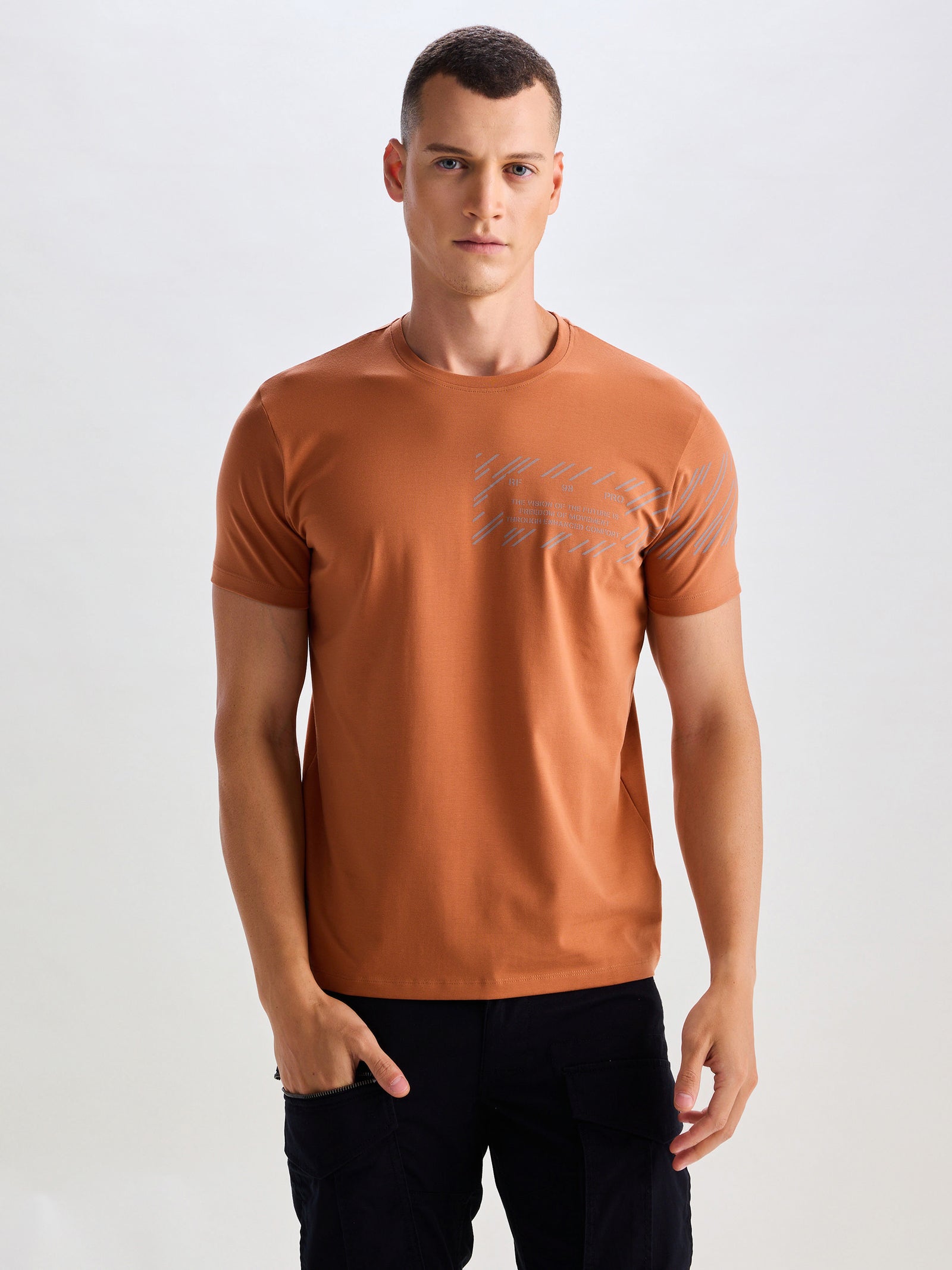 Tan Supima Cotton Stretch T-Shirt