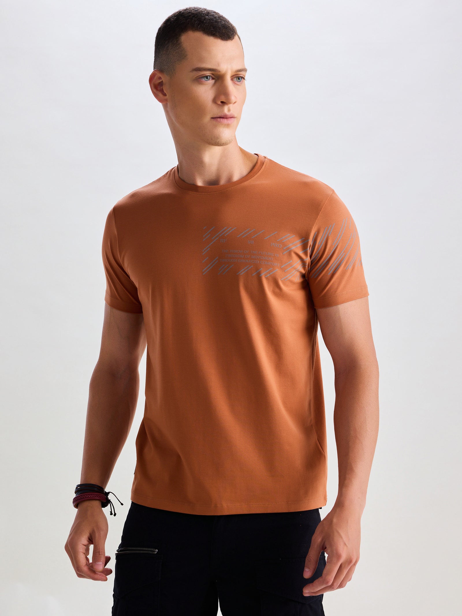 Tan Supima Cotton Stretch T-Shirt