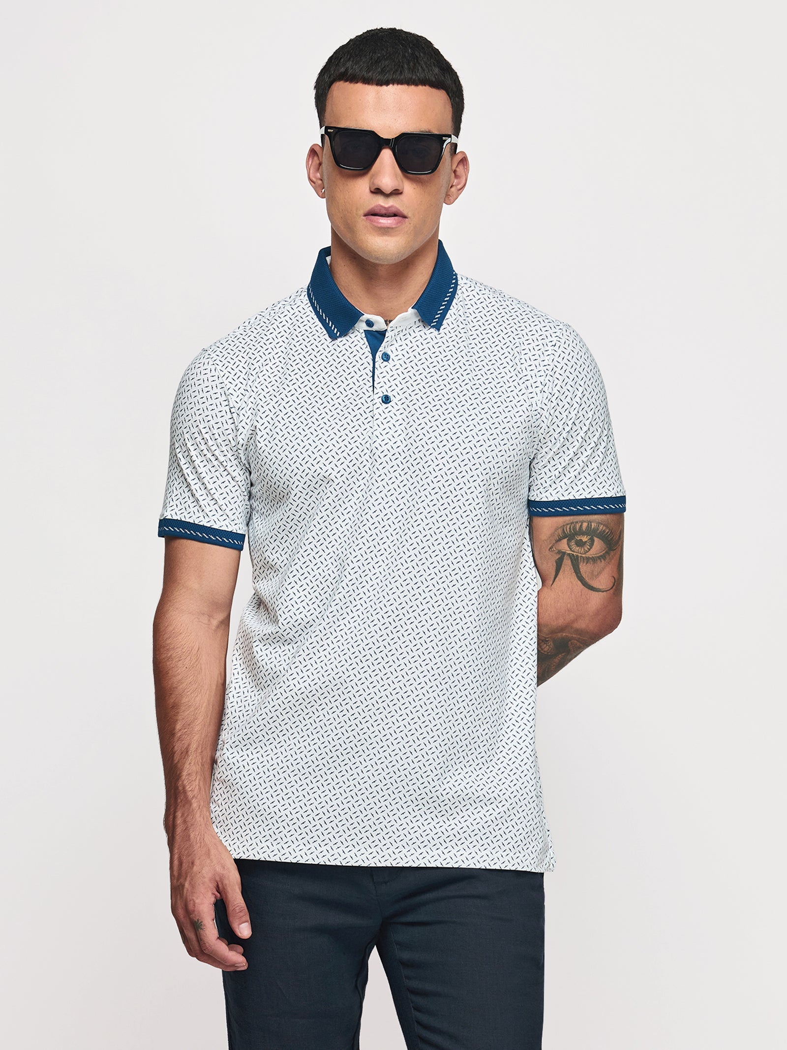 Buy Micro Print Polo for Men Online - Red Flame