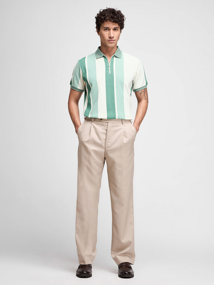 Striped Zip Polo