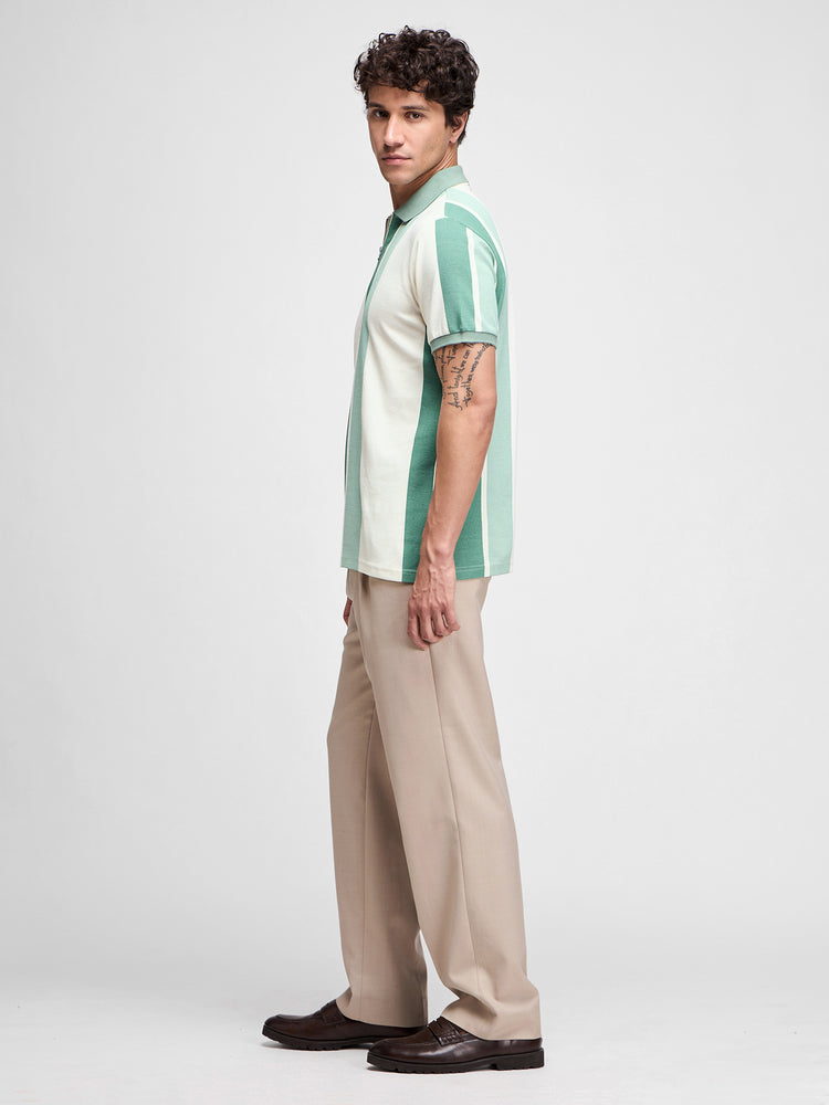 Striped Zip Polo