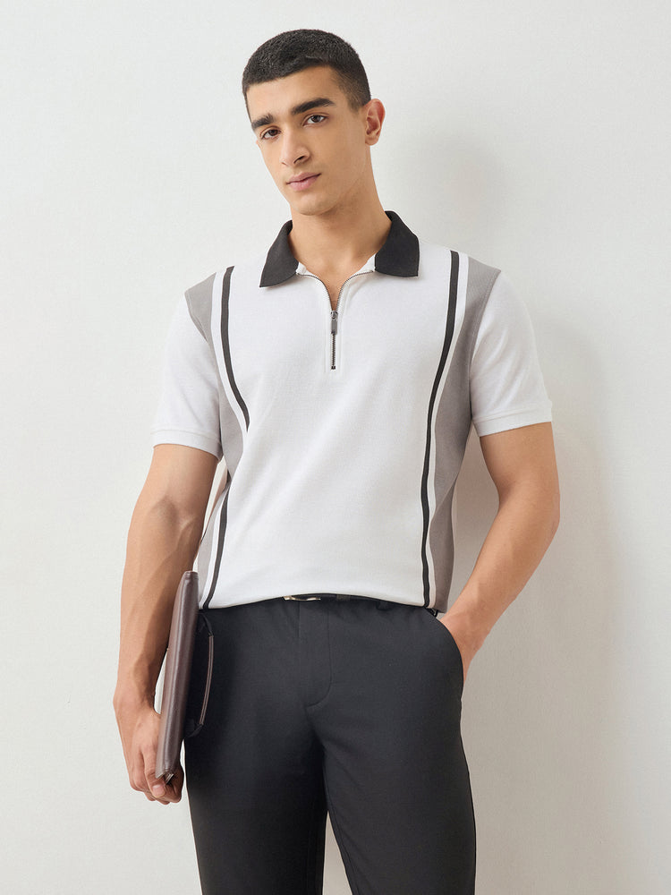 Relaxed Fit Zip Polo