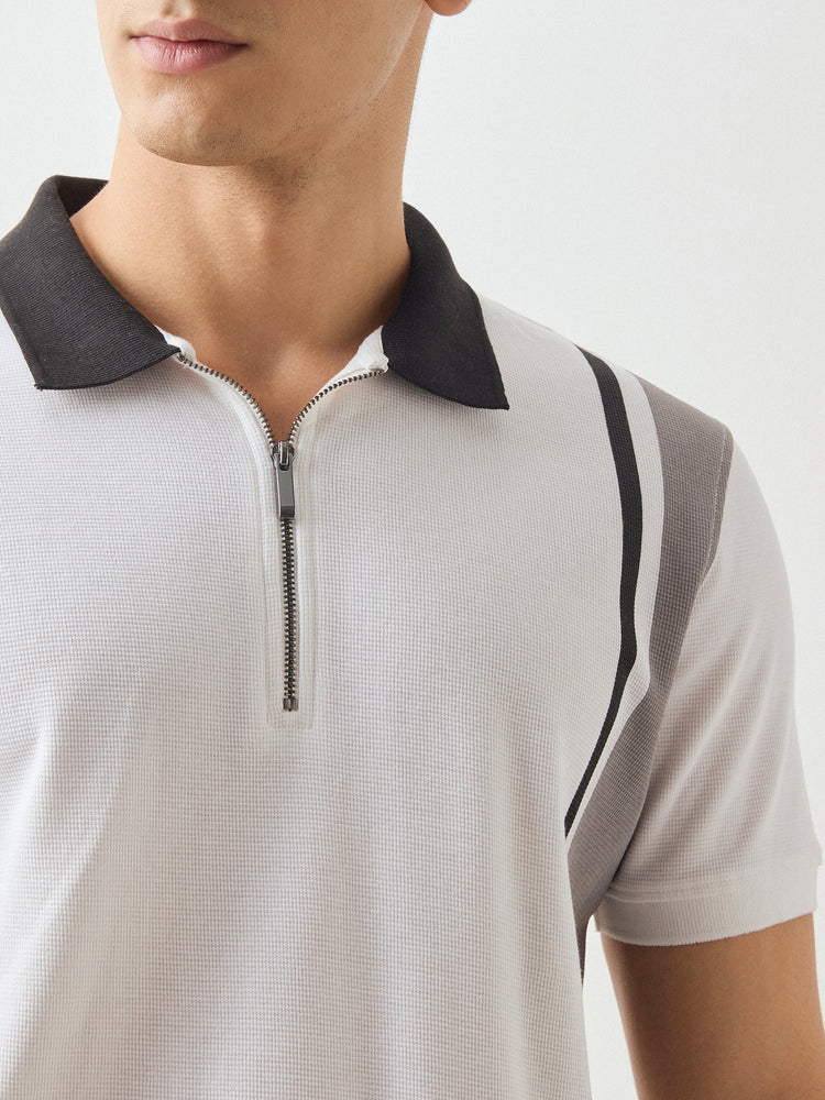 Relaxed Fit Zip Polo