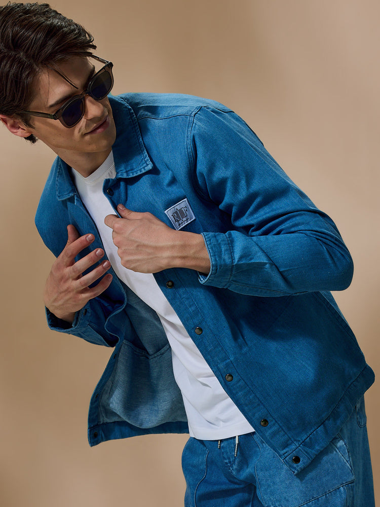 Blue Linen Shacket